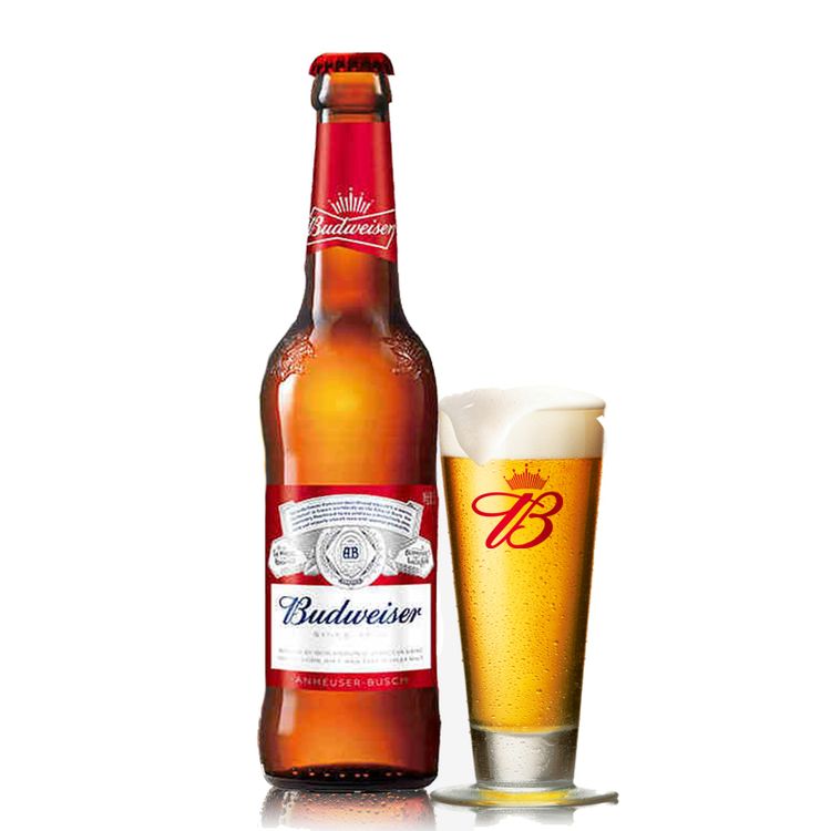 budweiser 百威啤酒 24瓶整箱装 330ml送啤酒杯2个