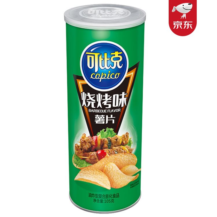 可比克 烧烤味 薯片 办公室休闲膨化零食 105g 新旧包装随机发放