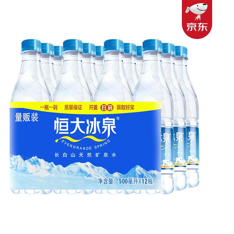 恒大冰泉 矿泉水500ml*12瓶 塑料装