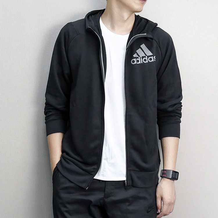 阿迪达斯 adidas男外套新款春夏季连帽针织透气运动服休闲夹克ai7478