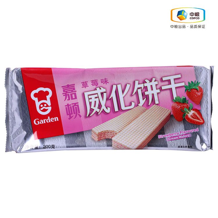 嘉顿 草莓威化饼干(盒装 200g)