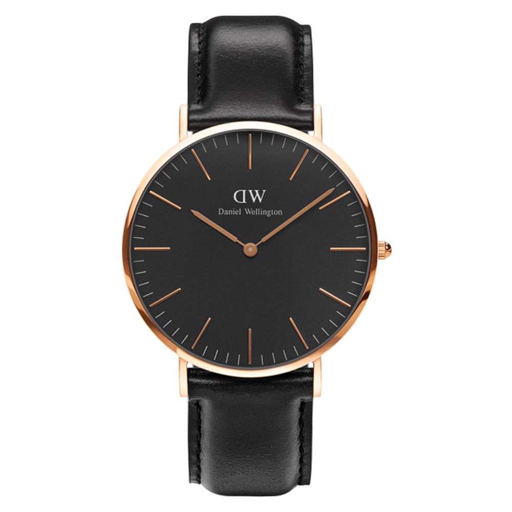 daniel wellington 丹尼尔惠灵顿 黑表盘简约大气时尚休闲情侣对表dw