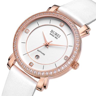 宝梭(burei)手表女士石英表皮带时尚手表潮流女学生手表镶钻防水表