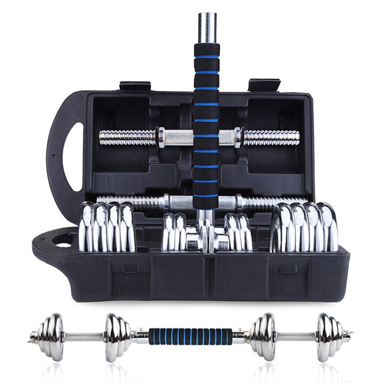 凯速 盒装可拆装电镀哑铃杠铃带35cm蓝黑泡棉连接杆