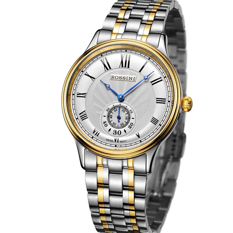 罗西尼(rossini) rossini罗西尼 雅尊商务系列 间金复古表盘 石英男表