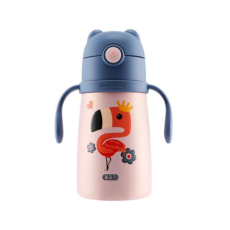 杯具熊 学饮保温杯300ml 幼儿园水杯 儿童保温杯 300ml 水杯 茶杯 儿童吸管杯 全积分兑换 粉色火烈鸟 送杯刷