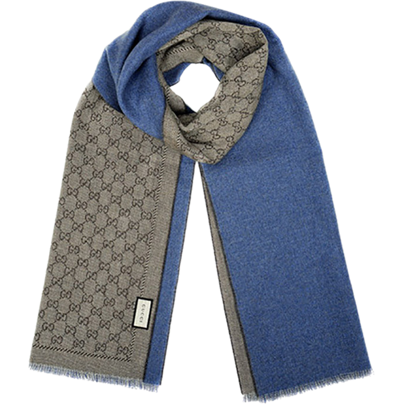 gucci /古驰 黑色双g图案长款流苏羊毛男士围巾 #402093 4g200 1160