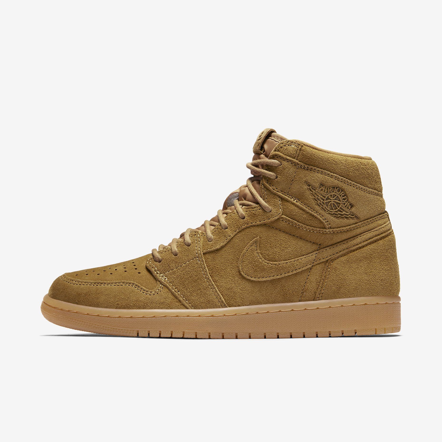 耐克air jordan 1 wheat aj1 男子篮球鞋 小麦翻毛大黄靴 555088-710