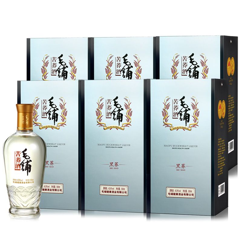 劲牌 劲酒 毛铺苦荞酒 黑荞 整箱装 42.8度 500ml*6(内含3根礼品袋)