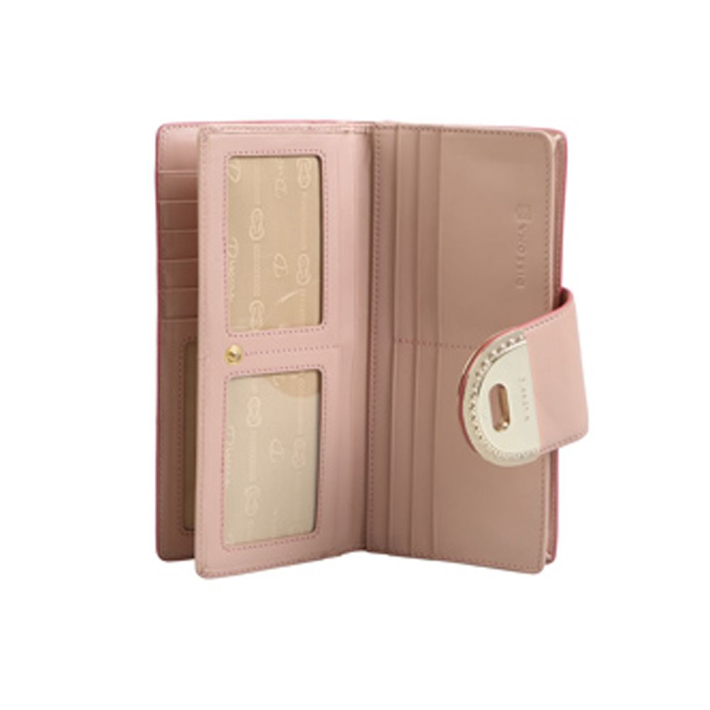 dissona 迪桑娜钱包女长款真皮搭扣零钱包时尚头层牛皮钱夹多卡位手拿