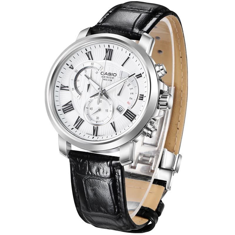 卡西欧 (casio)手表 beside系列三眼石英表防水石英男表bem-506bl-7a