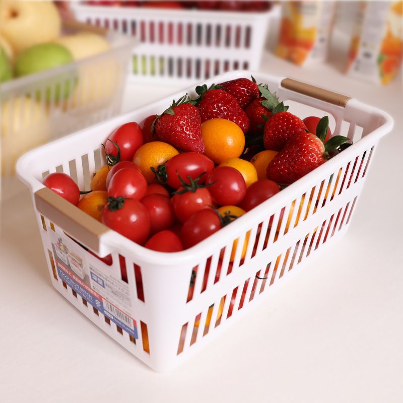 WORLD LIFE 日本进口厨房收纳筐 塑料收纳篮 杂物篮1个（白色或透明随机）