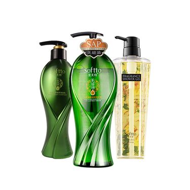 索芙特 【家庭装洗护3件套】大容量沐浴露洗发水护发素三件套