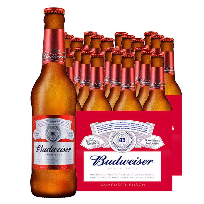 福佳 百威 budweiser 百威啤酒 24瓶整箱装 330ml