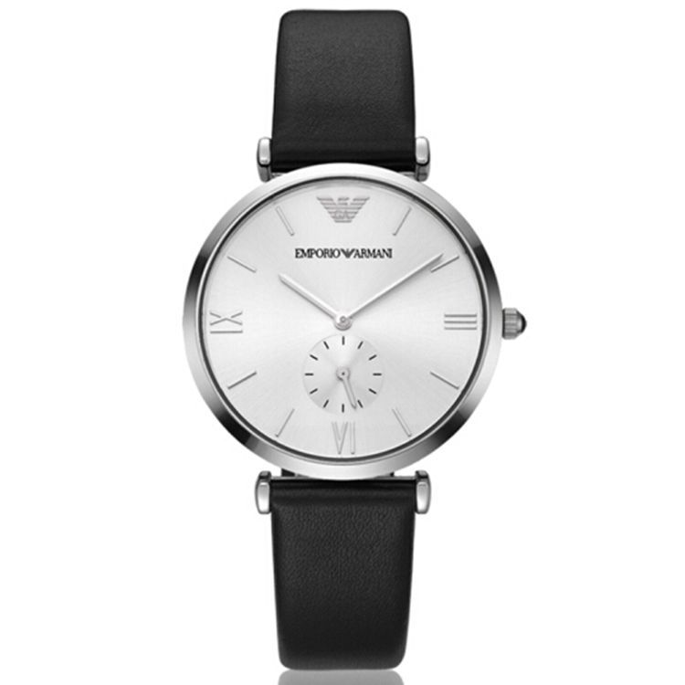 emporio armani 手表皮质表带男士休闲简约时尚石英表男士腕表ar1674