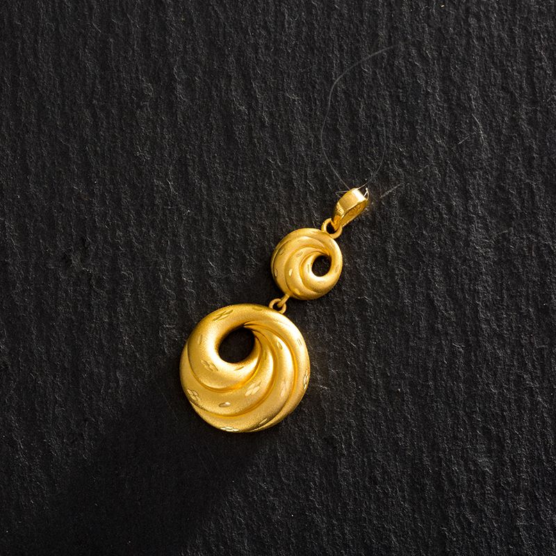 延金 日韩百搭长款圆圈圆球吊坠项链女黄金时尚 约3.86g