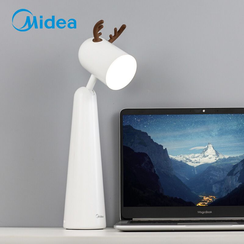 美的MIDEA 美的萌宠小鹿灯 LED充电台灯 萌宠小台灯 可爱小鹿灯 两段调光 触摸开关 典雅白
