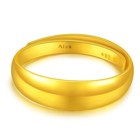 中国黄金 足金简约活圈光面情侣款黄金戒指 约3.54gga0f0311