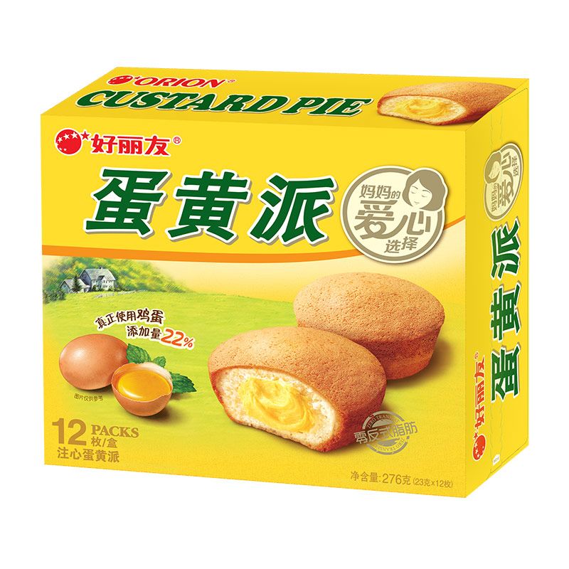 orion 好丽友 营养早餐点心零食 注心 下午茶 蛋黄派12枚276g/盒
