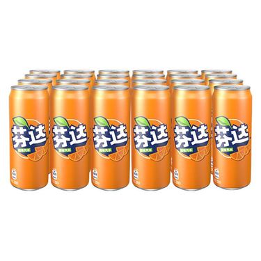 【易购】可口可乐 芬达(fanta 橙味摩登罐 330ml*24罐 整箱装 细长罐