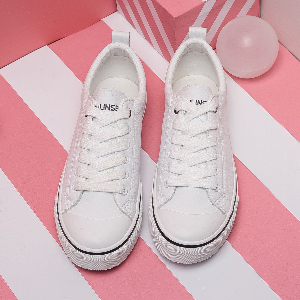 木林森 春季新款基础百搭帆布鞋女学生平底小白鞋休闲街拍白鞋子