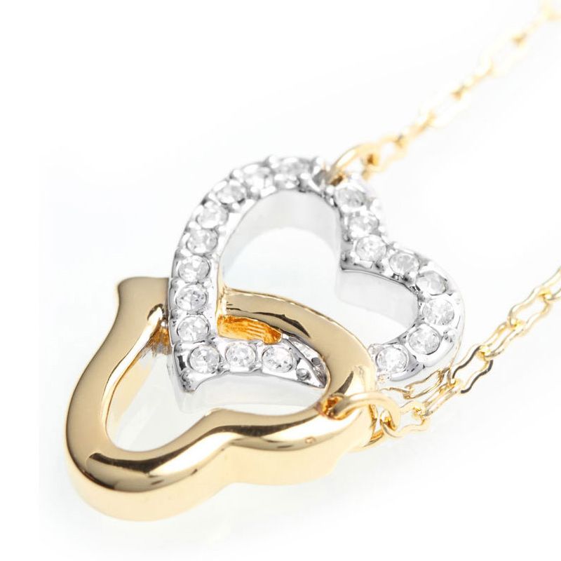 海购swarovski/施华洛世奇 镀金色拼镀白金色双心扣女士项链1062708