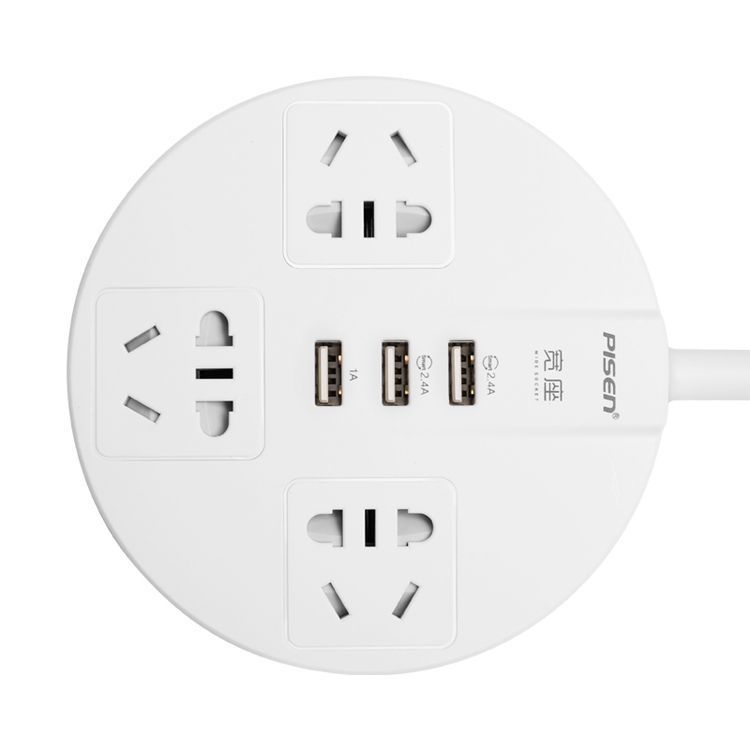 品胜 圆形插线板 3孔带3usb智能插座1.8米【ky-33】