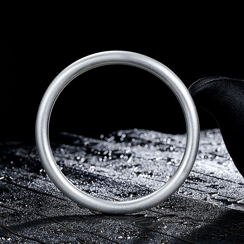 臻汇银 999纯银古法银手镯 传承女简约闭口空心圆棍镯子 送妈妈女王节