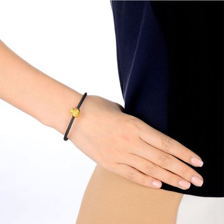 金大生 福袋 黄金足金3d硬金转运珠男女款黑绳手链手串 jxyjs0007