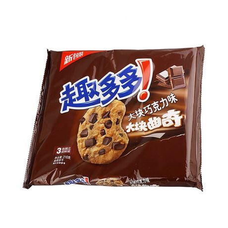 【易购】趣多多 大块曲奇饼干(大块巧克力味)216g/袋