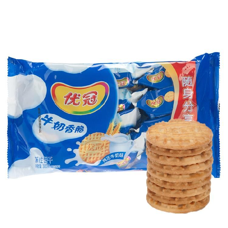优冠 牛奶香脆饼干 随身独立小包装零食 300g