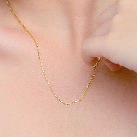 翠绿 黄金项链 足金999 时尚简约女款元宝链a01000090020