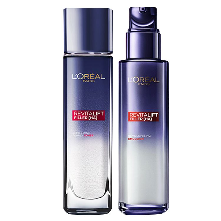 L'oreal/欧莱雅 复颜玻尿酸水光充盈导入水乳二件套（晶露 130ml+乳液 110ml） 韩国进口