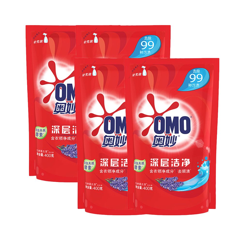 奥妙omo袋装洗衣液深层洁净 400g*4袋