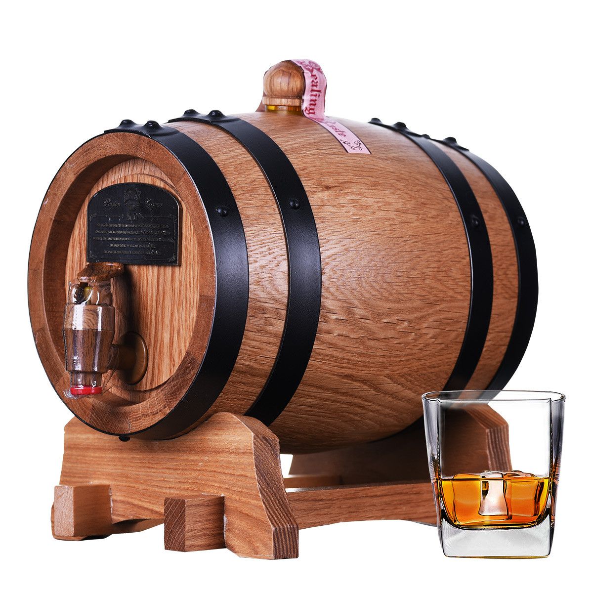 派斯顿 【客厅酒架艺术摆件】法国原酒进口橡木桶xo白兰地1.