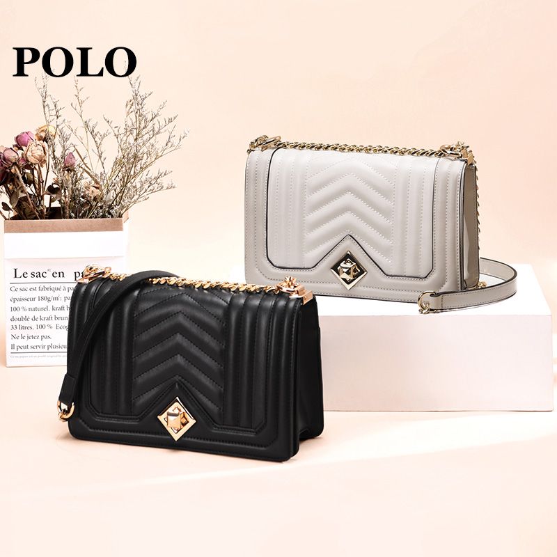polo 菱格链条包包女新款潮韩版小香风流行百搭单肩斜挎女包341051
