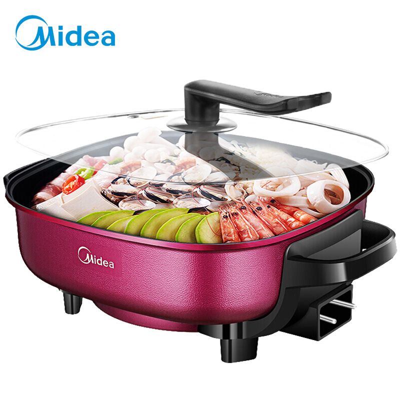 midea 美的电火锅电炒锅家用宿舍用多功能电煮锅电热锅不粘双环聚能加热6L MC-LHN30D