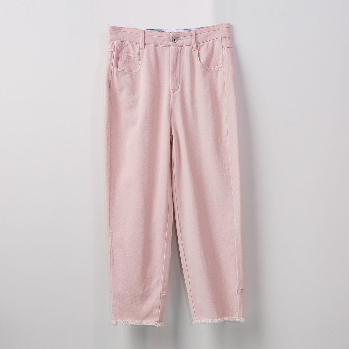 古木夕羊【商场同款】GMXY2019夏新品印花牛仔锥形裤女 英伦粉