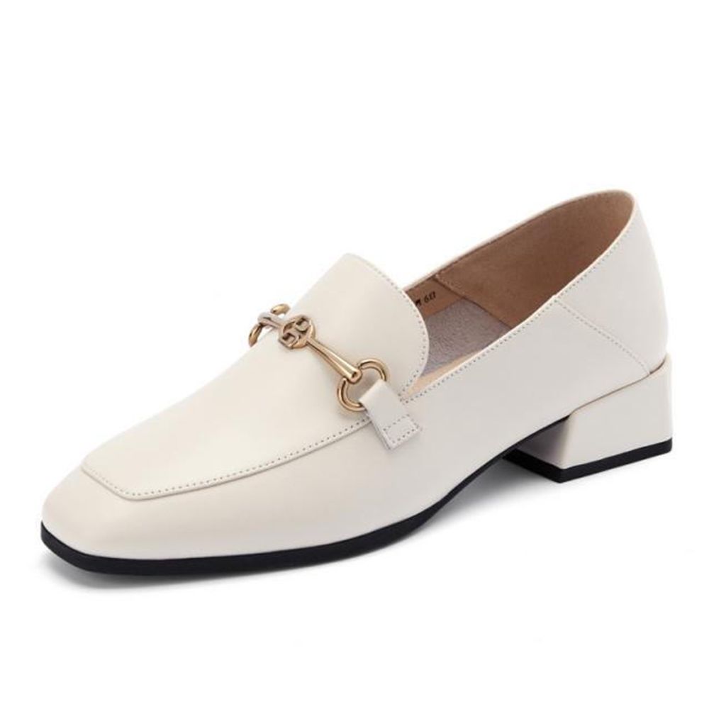 百丽 英伦乐福鞋女春季新品商场同款粗跟通勤单鞋3fv21am0