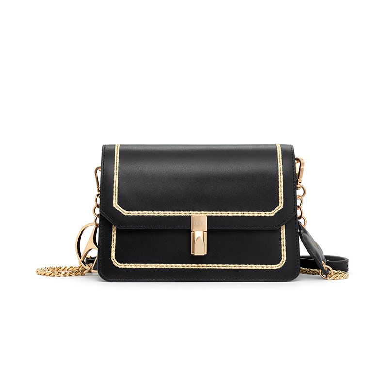 elle 女包单肩包96036纯色简约box盒子链条单肩斜挎包