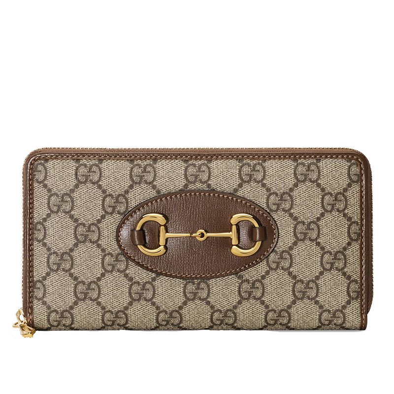 mors 1955系列老花帆布双g拼接金属马蹄扣钱包 法国专柜 vp france