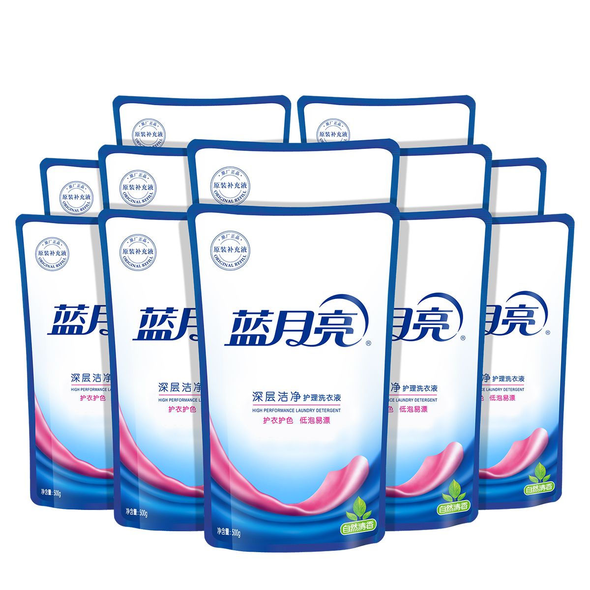 蓝月亮 深层洁净洗衣液自然香型500g*12袋 整箱装80000779