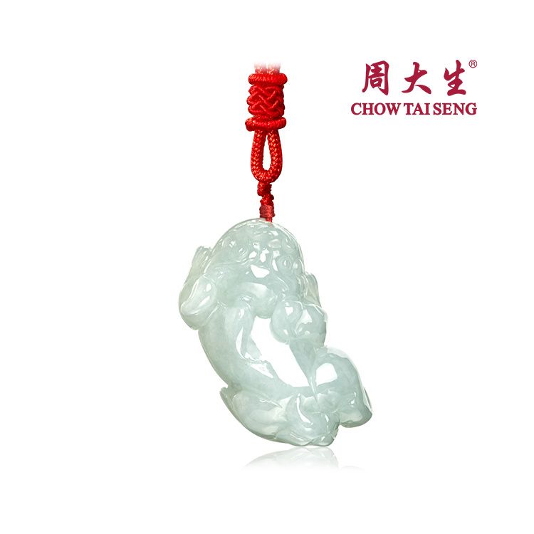 周大生 招财纳福 天然A货冰种翡翠貔貅吊坠配绳子