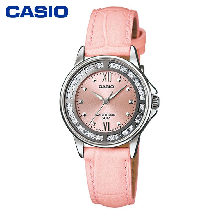 CASIO 卡西欧 手表女表闪耀表圈时尚休闲商务简约钢带皮带女石英腕表 LTP-1391