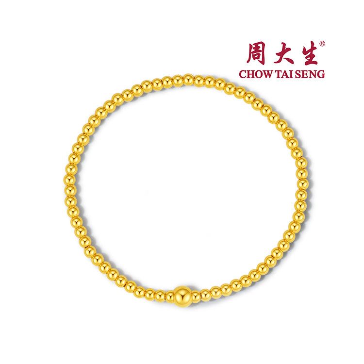 周大生 传承-古法珠 黄金足金古法金珠转运手串 计价4.02g【工费350元】【G0HC0317】