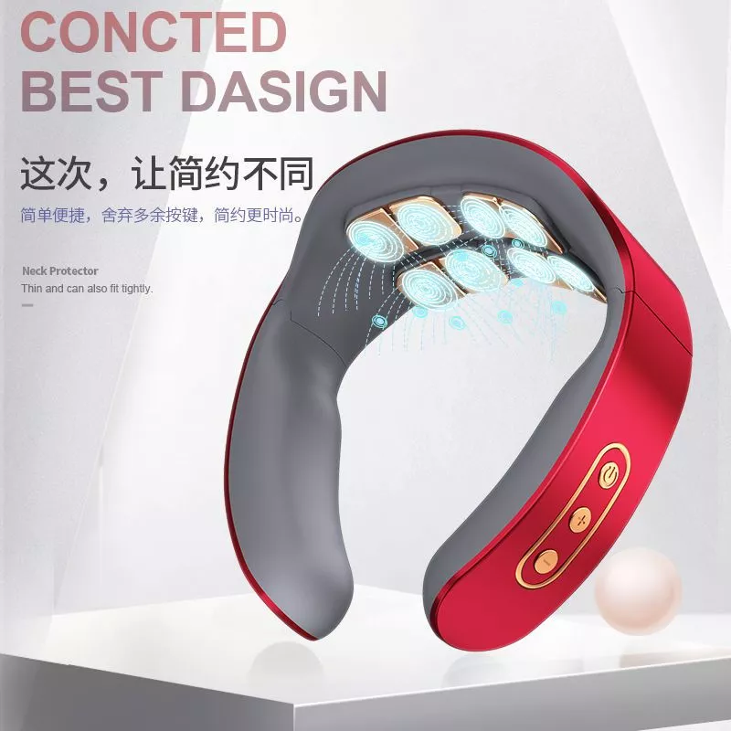 康佳 颈椎按摩器护颈仪肩颈理疗多功能智能脉冲按摩颈部按摩仪 八头/9挡/智能快充/脉冲按摩/白808【1】
