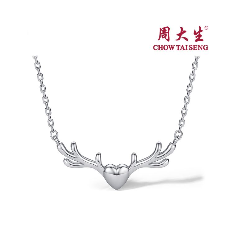周大生  一路有你  s925银套链小鹿锁骨链