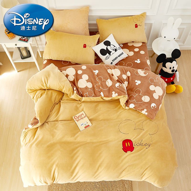 DISNEY 迪士尼 牛奶绒法兰绒床上用品三件套/四件套 （两种尺寸多种花色可选）