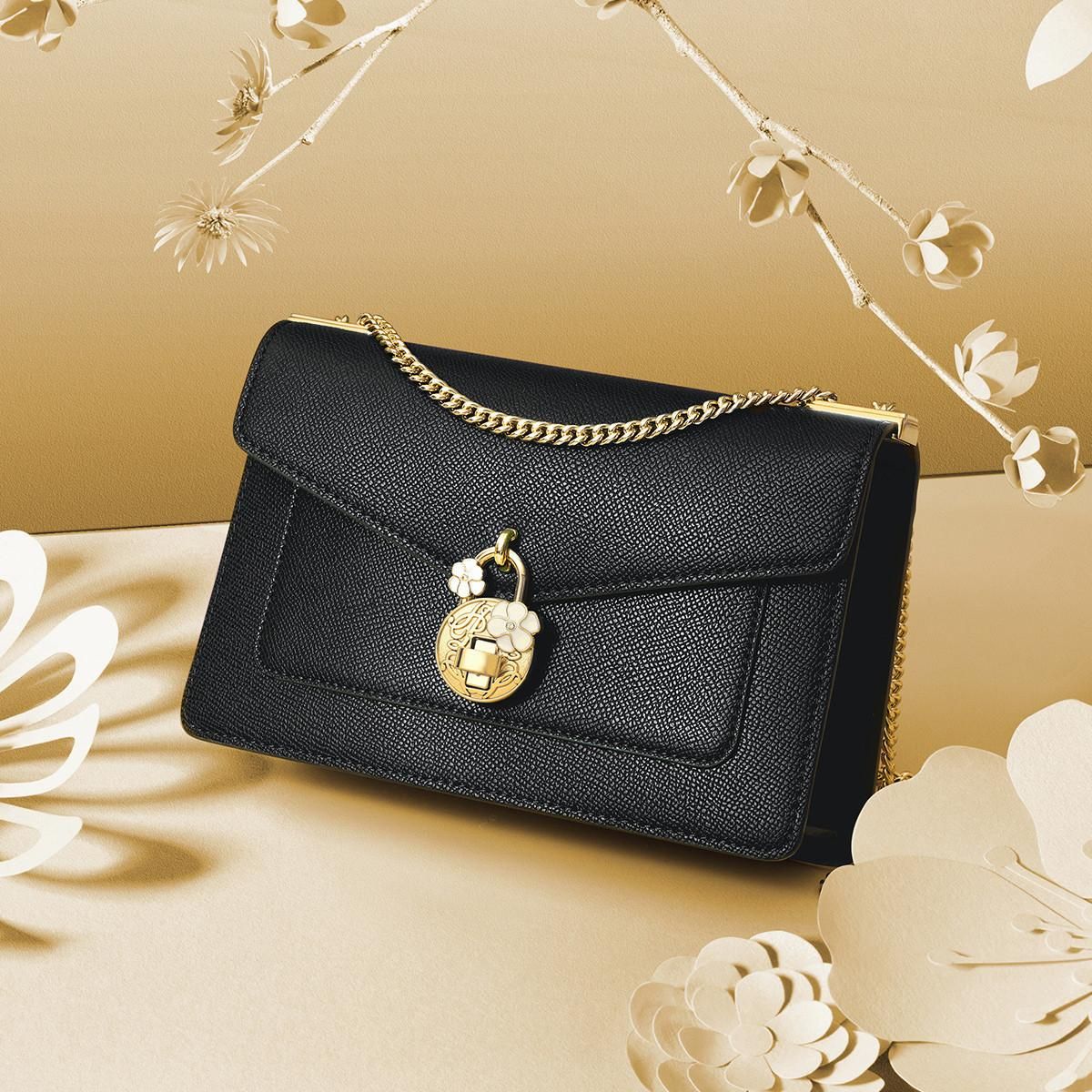 HR赫莲娜商场专柜人气尖货款时尚梅花锁扣链条包单肩斜挎女包 黑色 均码