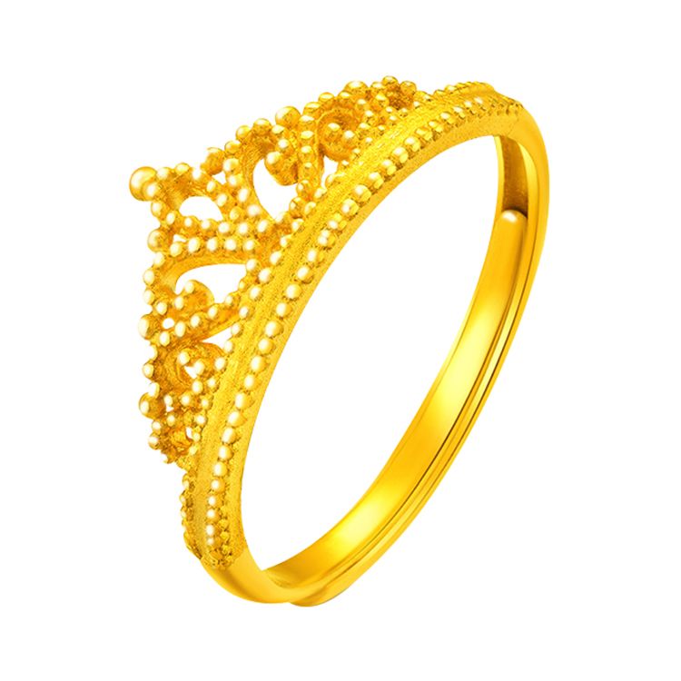 古钻  皇冠 黄金足金优雅皇冠女士款活口戒指  JXHJJ0007